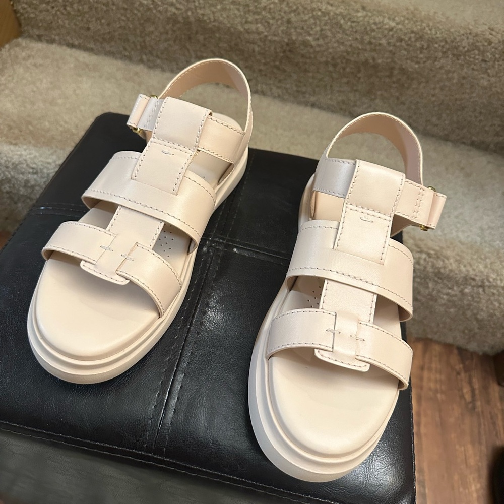 Cole Haan | GrandPro Rally Platform Fisherman Sandals in Bleached Tan, size 9